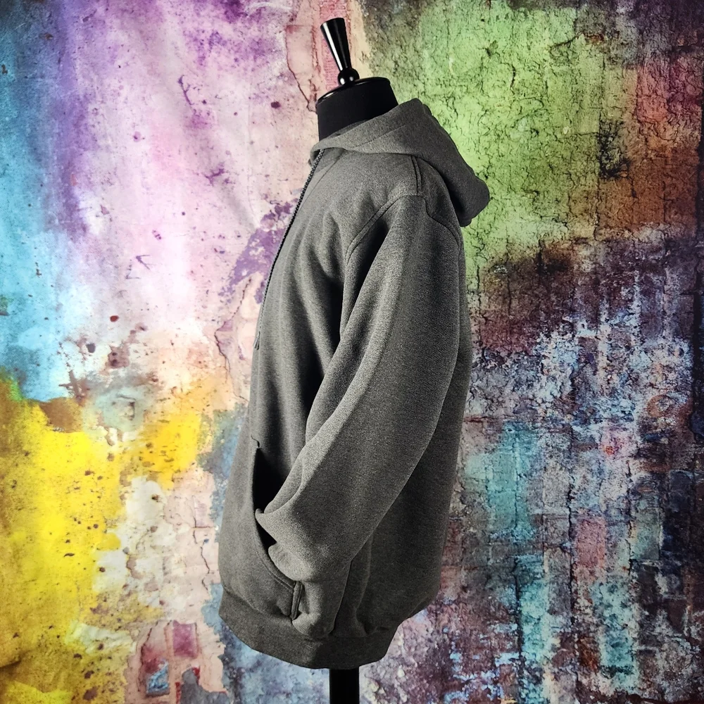 XXL Casual Grey Full Zip Lightweight Hoodie - Picture 3 of 10